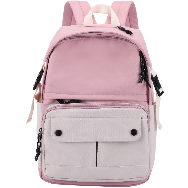 New ins style backpack canvas high school student schoolbag small fresh contrast color junior high school student backpack