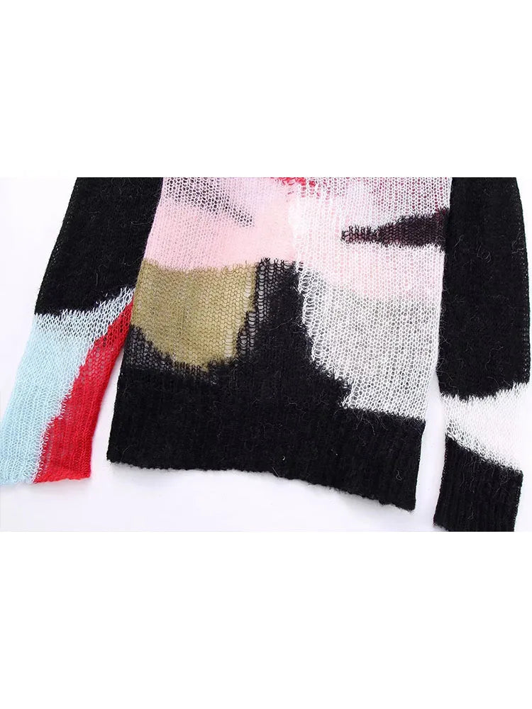 Fashion Thin Chic Sweater Women Vintage Long Sleeve Sweater Loose Pullover Solid Sweater Female Sweaters Top