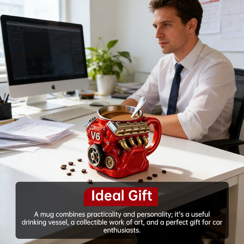 V8 Engine Mug | Stainless Steel Coffee Cup for Car Lovers