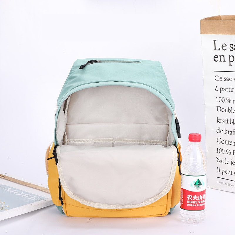 New ins style backpack canvas high school student schoolbag small fresh contrast color junior high school student backpack
