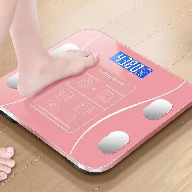Bluetooth smart scale with app, full-body analysis, iOS/Android, 180kg, high-precision for fitness.