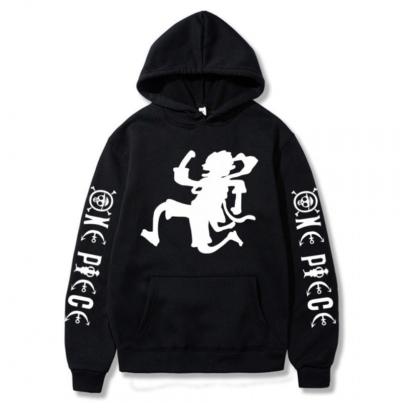 One Piece Pirate King Nika Luffy Shadow Pullover Hoodie with Plush Men's and Women's Coat Sweater