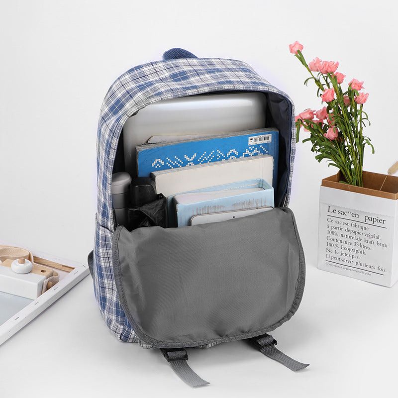 Plaid schoolbag casual girl Harajuku literary style campus backpack high school junior high school student backpack