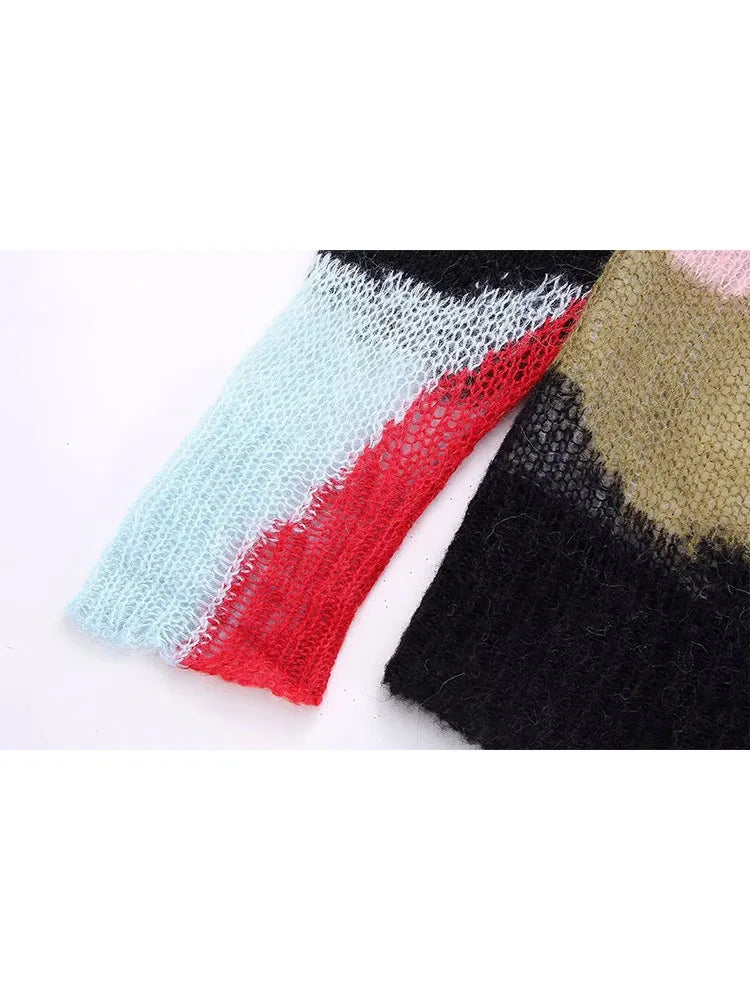 Fashion Thin Chic Sweater Women Vintage Long Sleeve Sweater Loose Pullover Solid Sweater Female Sweaters Top