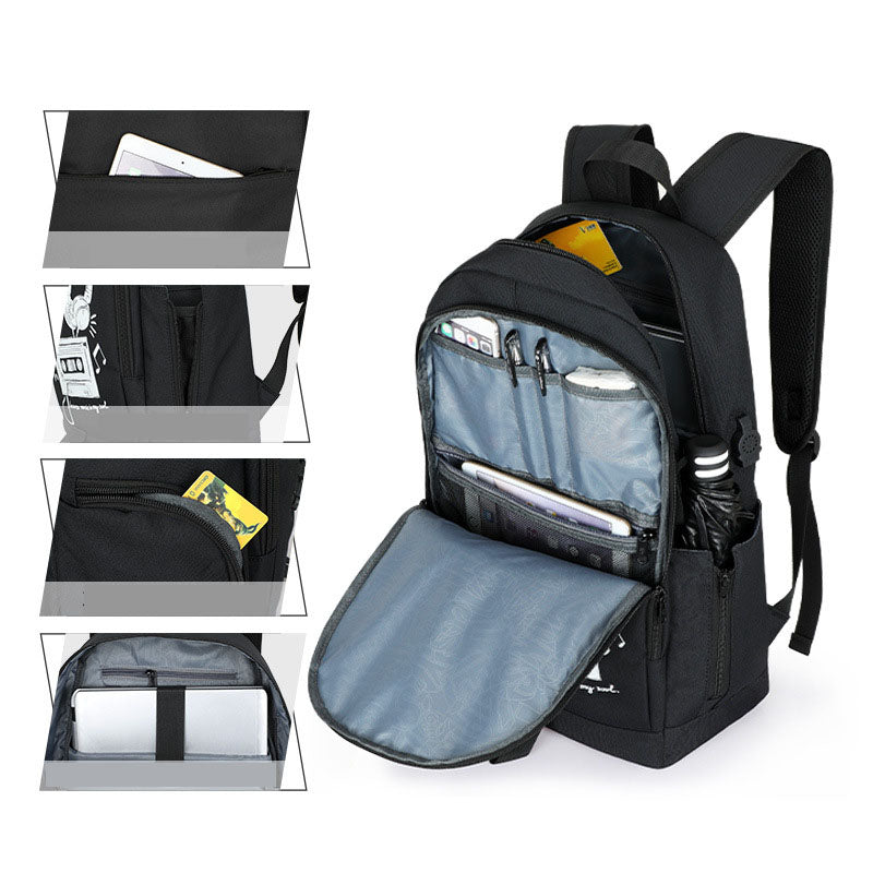 New school season backpack new large zipper Harajuku schoolbag Oxford cloth backpack