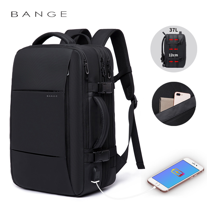 BANGE Backpack Male College Student Computer Backpack Men's Large Capacity Business Travel Waterproof And Expandable Men's Bag
