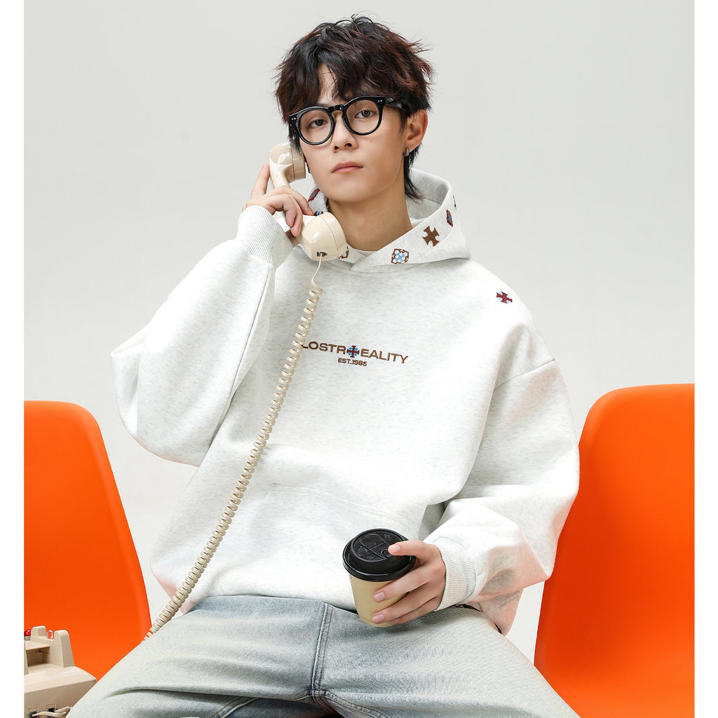 Embroidered hooded sweatshirt for men's sports hoodie