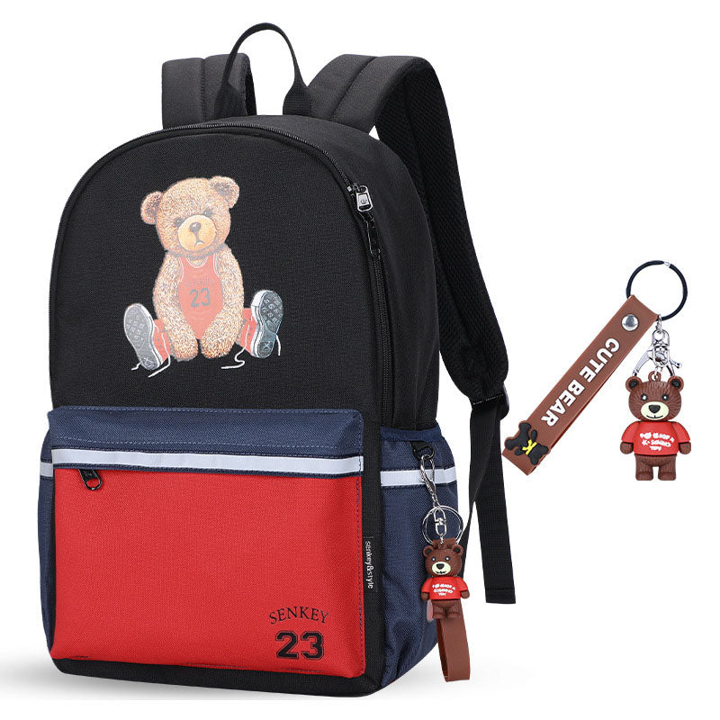 New backpack junior high school student trend backpack silk screen tiger bear cartoon cartoon school bag