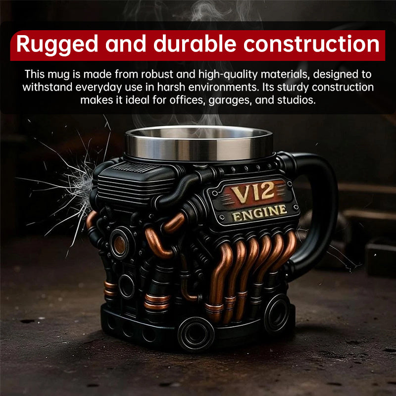 V8 Engine Mug | Stainless Steel Coffee Cup for Car Lovers