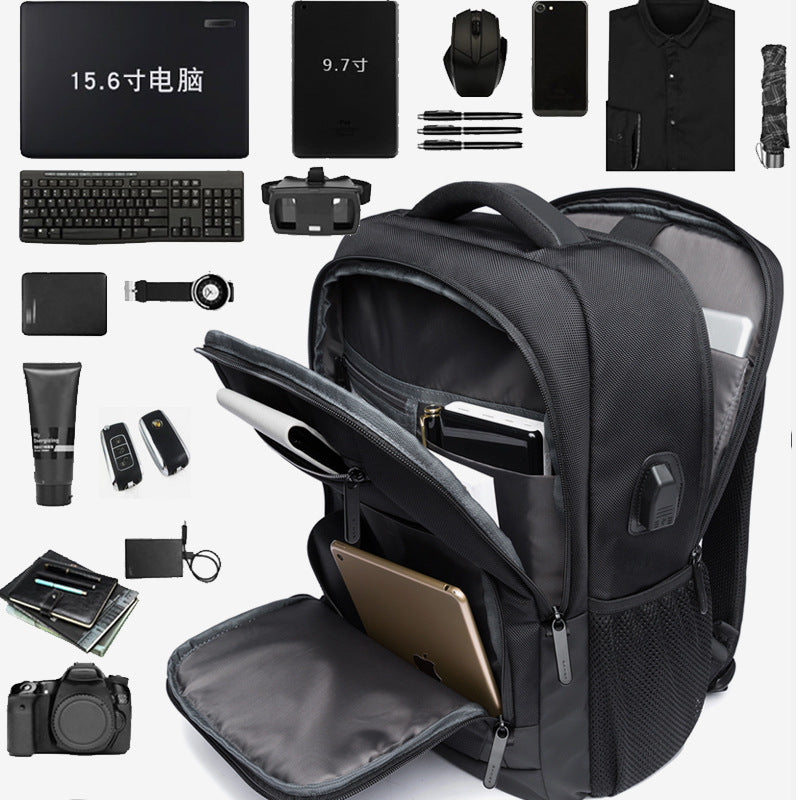 Bange New Fashion Casual All-Match Water-Repellent Technology USB Outdoor Backpack For Men