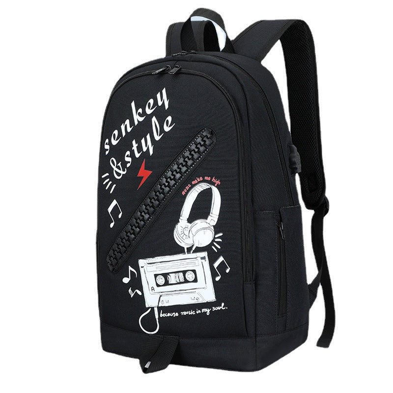 New school season backpack new large zipper Harajuku schoolbag Oxford cloth backpack