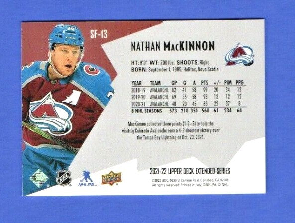 Nathan MacKinnon 2021-22 UD Extended SPxFinite Radiance Silver #SF-11  0495/2999
