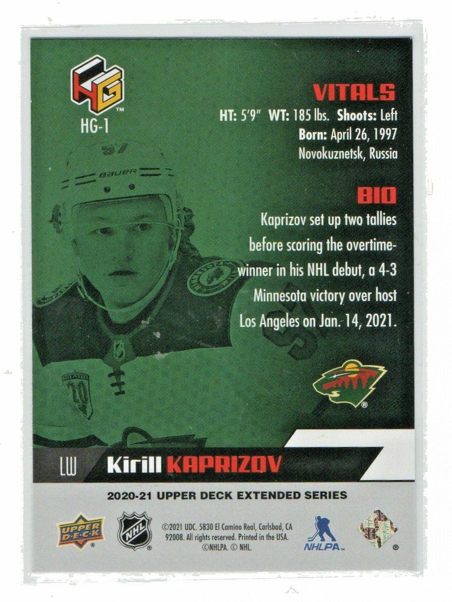 KIRILL KAPRIZOV - 2020/21 UPPER DECK EXTENDED SERIES HoloGrFx ROOKIE - HG-1