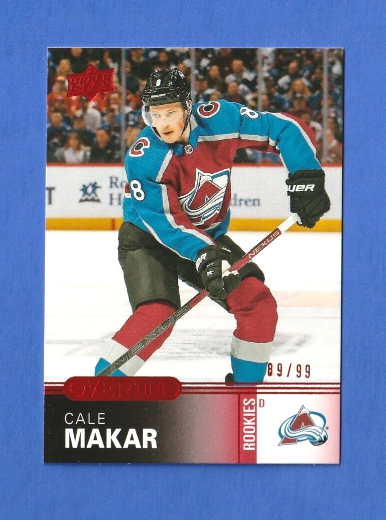 Cale Makar 2019-20 Upper Deck Overtime RED Rookie Card #60  89/99  - Avalanche