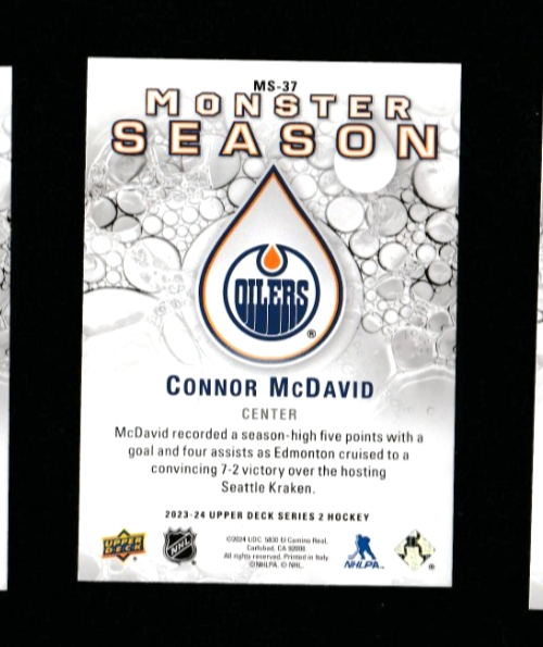 2023-24 UD Monster Season - CONNOR McDAVID - Edmonton Oilers - Card# MS-36
