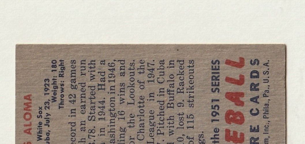 1951 Bowman #231   -   LUIS ALOMA    -     Chicago White Sox   -   Rookie Card