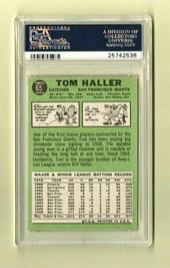 1967 Topps #65 -- Tom Haller  -  Catcher  San Francisco Giants PSA 8 - NM/MT