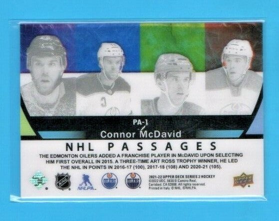2021-22 Upper Deck Series 2 Hockey NHL Passages Insert CONNOR McDAVID   -  PA-1