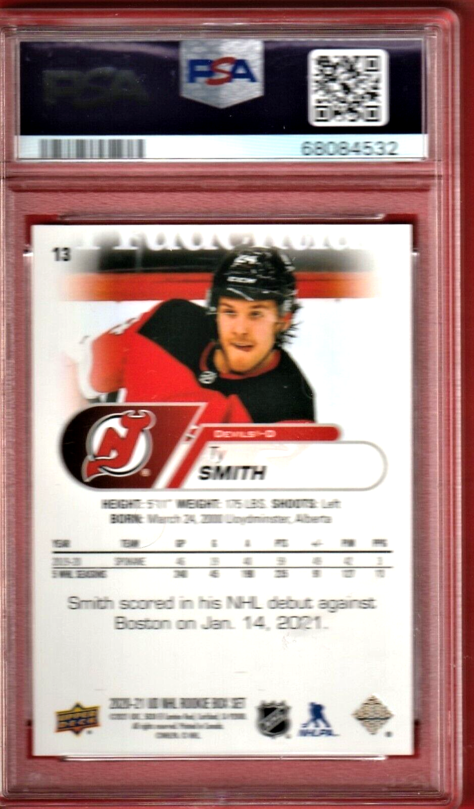 2020 UD  NHL Star Rookies Box Set - Ty Smith  -  Devils ROOKIE #13   PSA 9 MINT