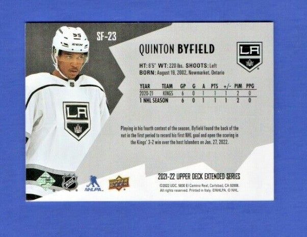 Quinton Byfield   2021-22 UD Ext. SPxFinite Radiance Silver #SF-23  2645/2999