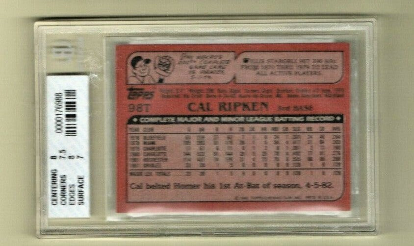 1982 Topps Traded #98T  CAL RIPKEN JR. Baltimore Orioles  Beckett 7.5 NM+ Rookie