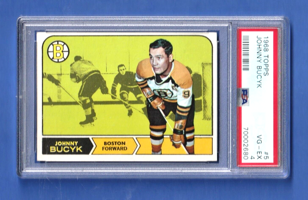 1968 Topps Hockey   -   Johnny Bucyk   #5    -   PSA 4 VGEX    -   Boston Bruins