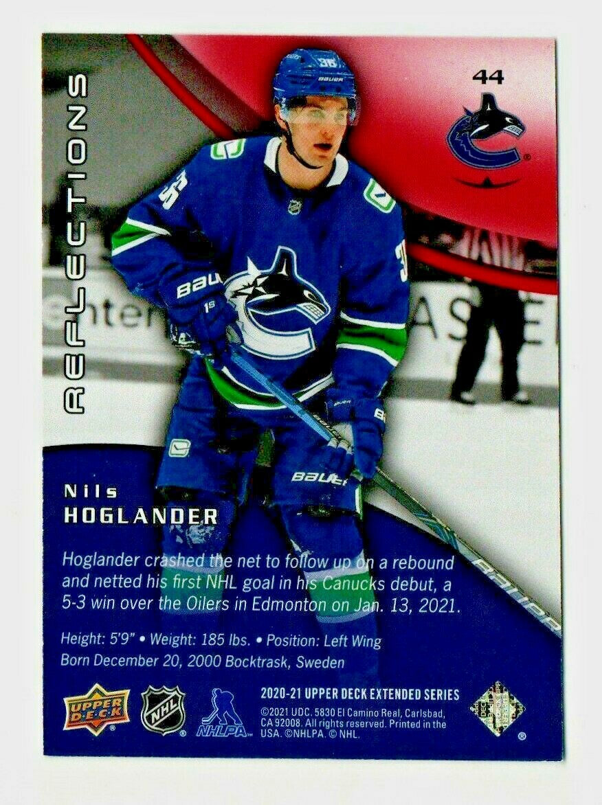 2020-21 Upper Deck Triple Dimensions Reflections Ruby #44 Nils Hoglander 043/500