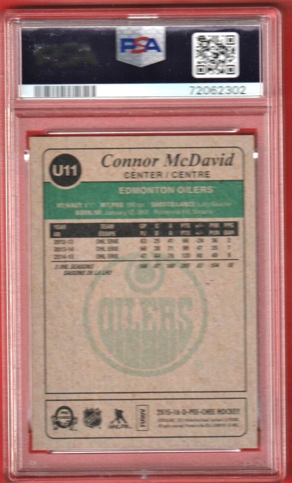 2015 O-Pee-Chee  Update  -  Connor McDavid   Rookie   #U11 NM PSA 7 RC -  Oilers
