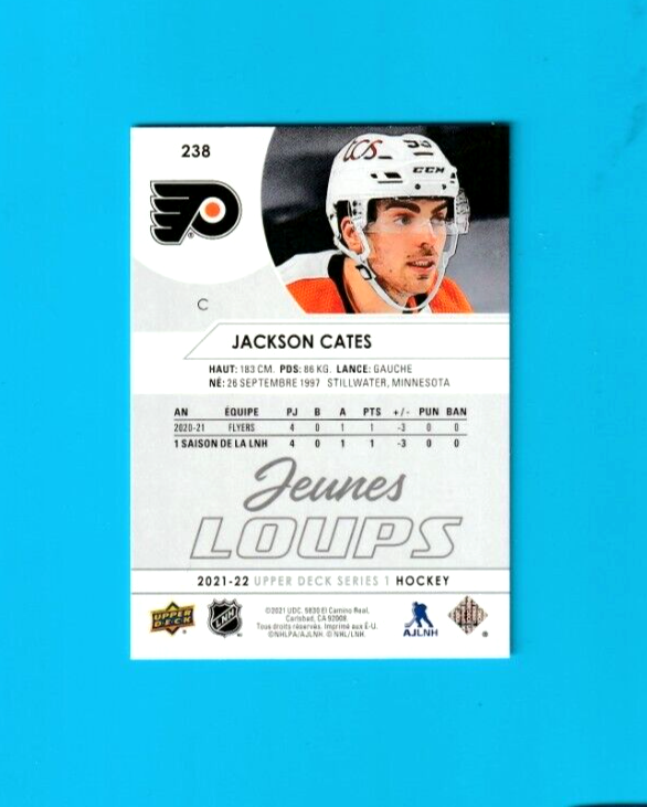 2021-22 Upper Deck Series 1 Jackson Cates French Young Guns   Jeunes Loups  #238