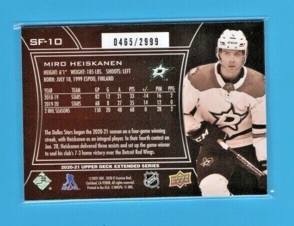 2020-21 Upper Deck SPx Finite #SF-10 - Miro Heiskanen - 0465/2999 Dallas Stars