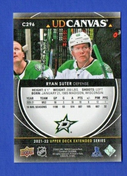 2021-22 UD Extended Series UD Canvas Black #C296    Ryan Suter   -  Dallas Stars