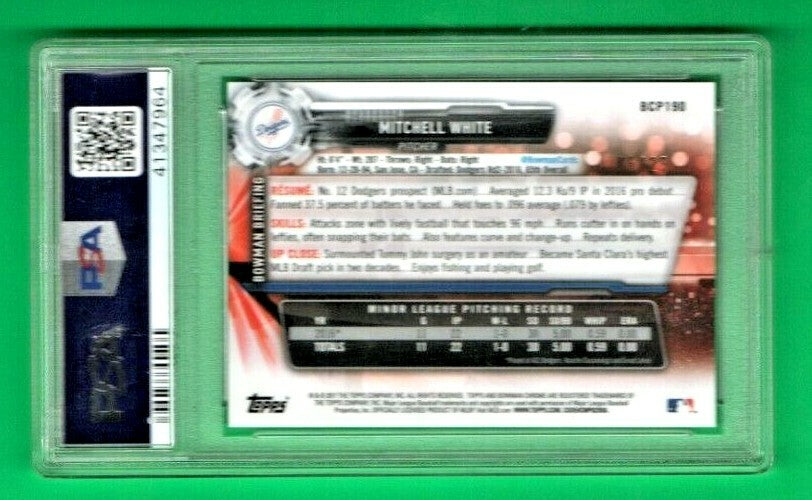 2017 Bowman Chrome Prospects Orange Refractor 6/25 Mitchell White #BCP190 PSA 10