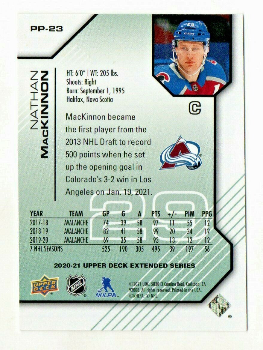 2020-21 UD Extended Series Pros & Prospects Nathan MacKinnon 0409/1000 Colorado