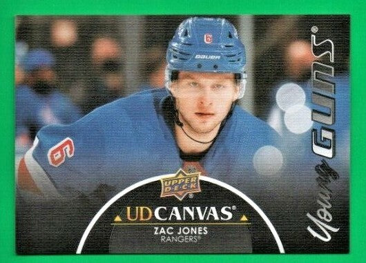 Zac Jones -2021-22 Upper Deck Young Guns Canvas BLACK Parallel RC #C92 - Rangers