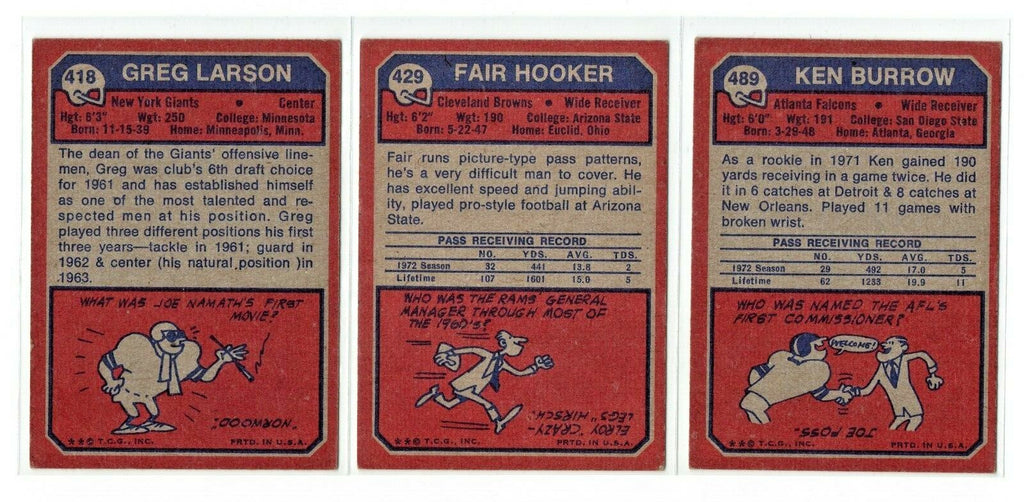 1973 Topps Football Lot of 9 VG-EX 