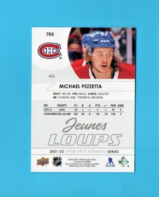 2021-22 Upper Deck Extended Jeunes Loups MICHAEL PEZZETTA Rookie MONTREAL