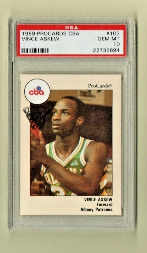 1989-90 ProCards CBA #103 - Vincent Askew - #1  Albany Patroons -  PSA GEM-MT 10