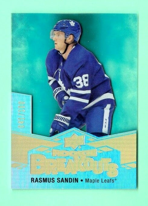 2019-20 Upper Deck Rookie Breakouts Rasmus Sandin #RB-18 #/100 - LEAFS