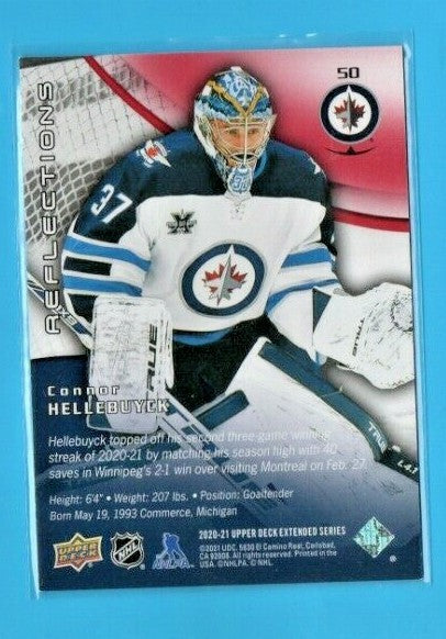 2020-21 Upper Deck Extended Reflections Red  - Connor Hellebuyck #50 -   175/500