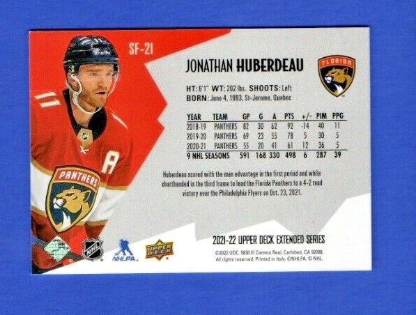 Jonathan Huberdeau   2021-22 UD Ext. SPxFinite Radiance Silver #SF-21  0711/2999