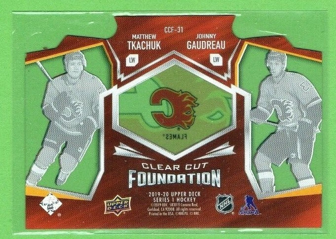 2019-20 Upper Deck Series 1 CLEAR CUT FOUNDATIONS Gaudreau-Tkachuk - Flames