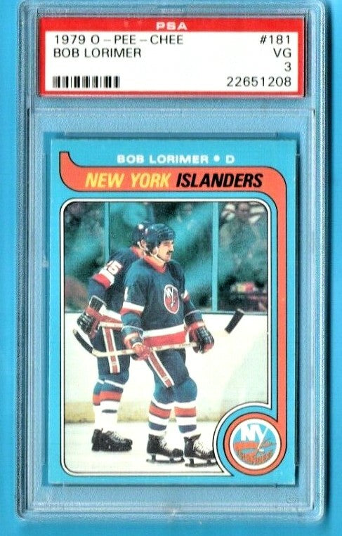  1979-80 O-PEE-CHEE  Bob Lorimer -  Islanders  #181 Rookie RC #181 - PSA  - VG 3