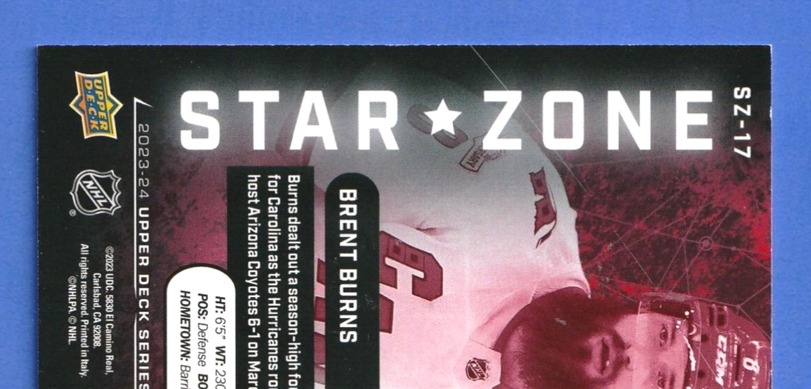 2023-24 Upper Deck Series 1 Brent Burns Star Zone Red #SZ-17