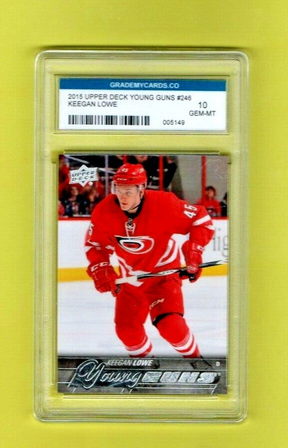 2015-16 Upper Deck Young Guns #246 Keegan Lowe 2 Carolina Hurricanes Gem Mint 10
