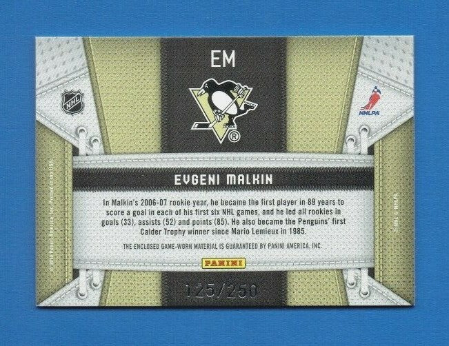 10-11 Certified Fabric of the Game #EM Evgeni Malkin 125/250 Pittsburgh Penguins