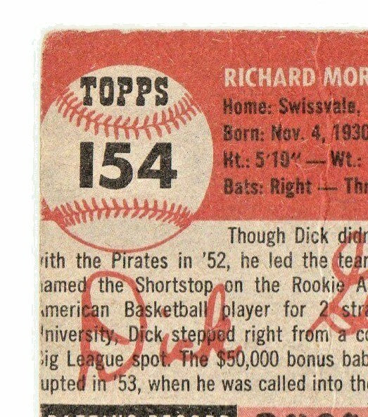 1953 Topps Set Break #154 Dick Groat  Pittsburgh Pirates shortstop