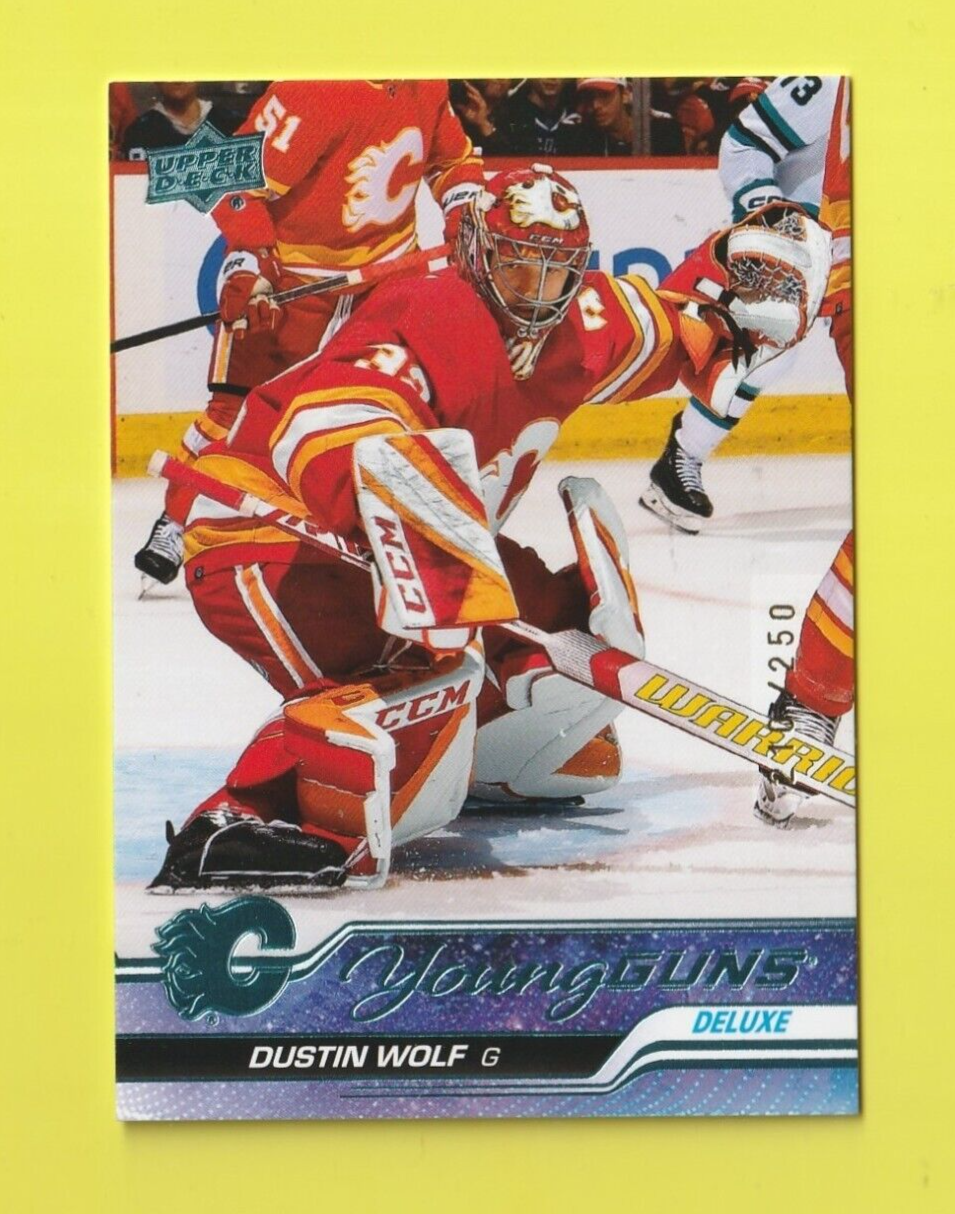 2023-24 Upper Deck Young Guns Deluxe #210 Dustin Wolf 210 /250 - Calgary Flames