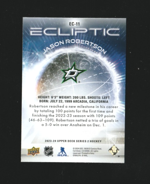 2023-24 Upper Deck Ecliptic Sparkle Blue #EC-11 - Jason Robertson - Dallas Stars