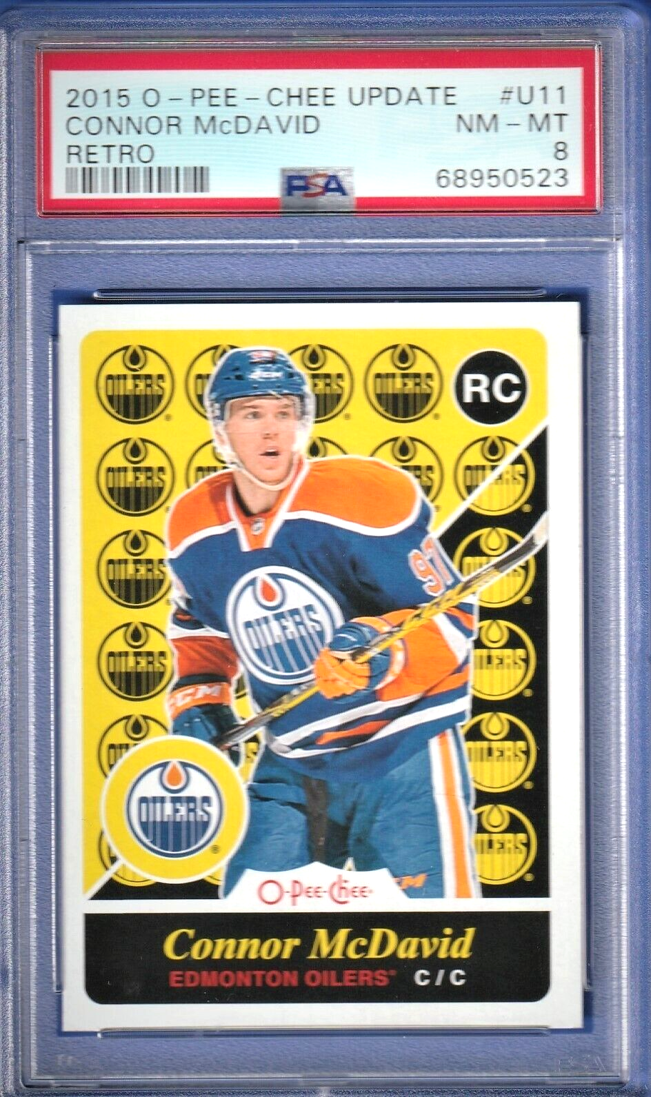 2015 O-Pee-Chee  Update  -  Connor McDavid   Rookie   #U11 NM-MT PSA 8 RC Oilers