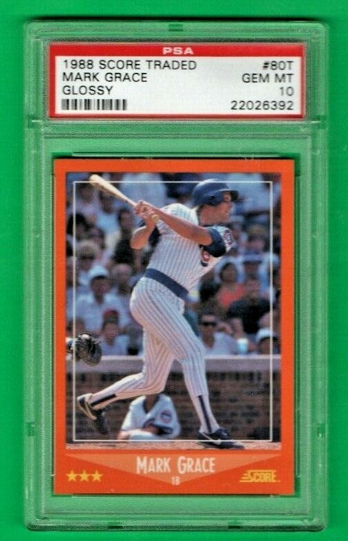 1988 Score Traded GLOSSY  #80T  -  Mark Grace -  PSA GEM MT 10 Chicago Cubs